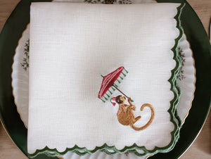 GREEN MONKEY: servilletas lino mono verde (set de 6)