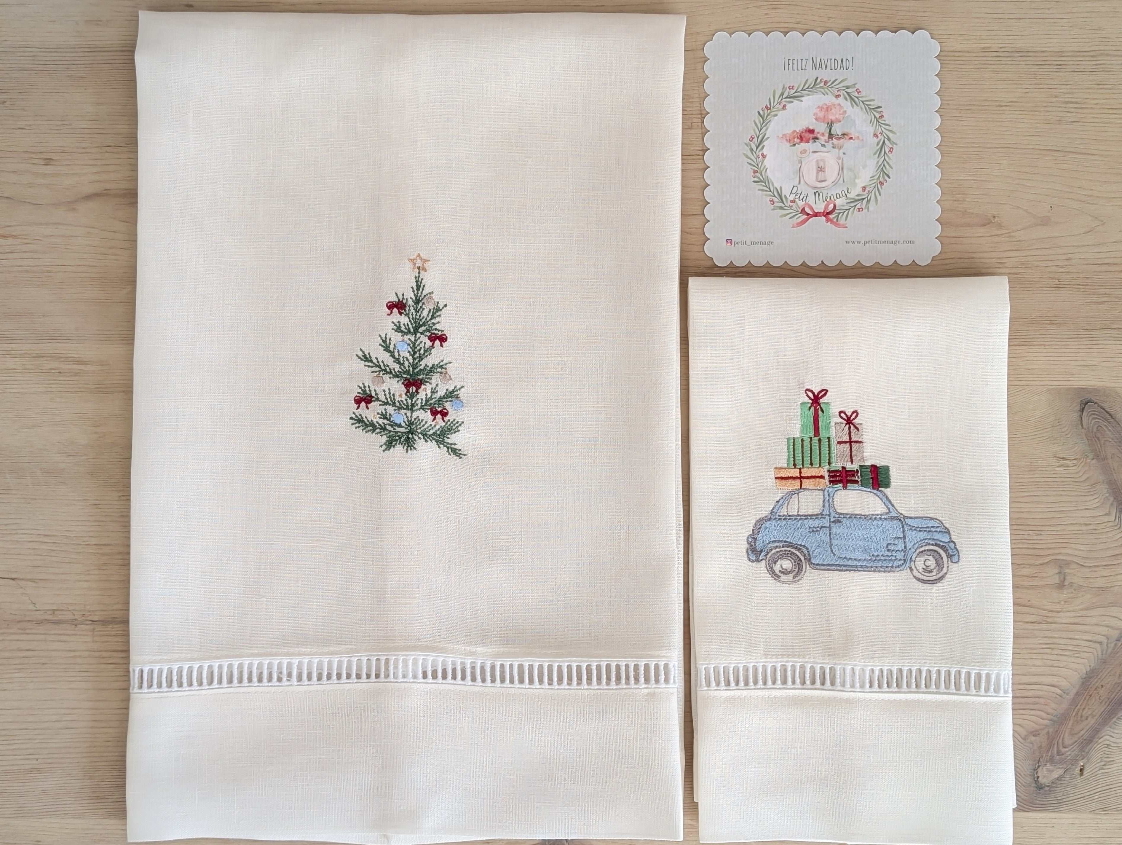 XMAS BATH: toallas lavabo Navidad lino (set de 2)