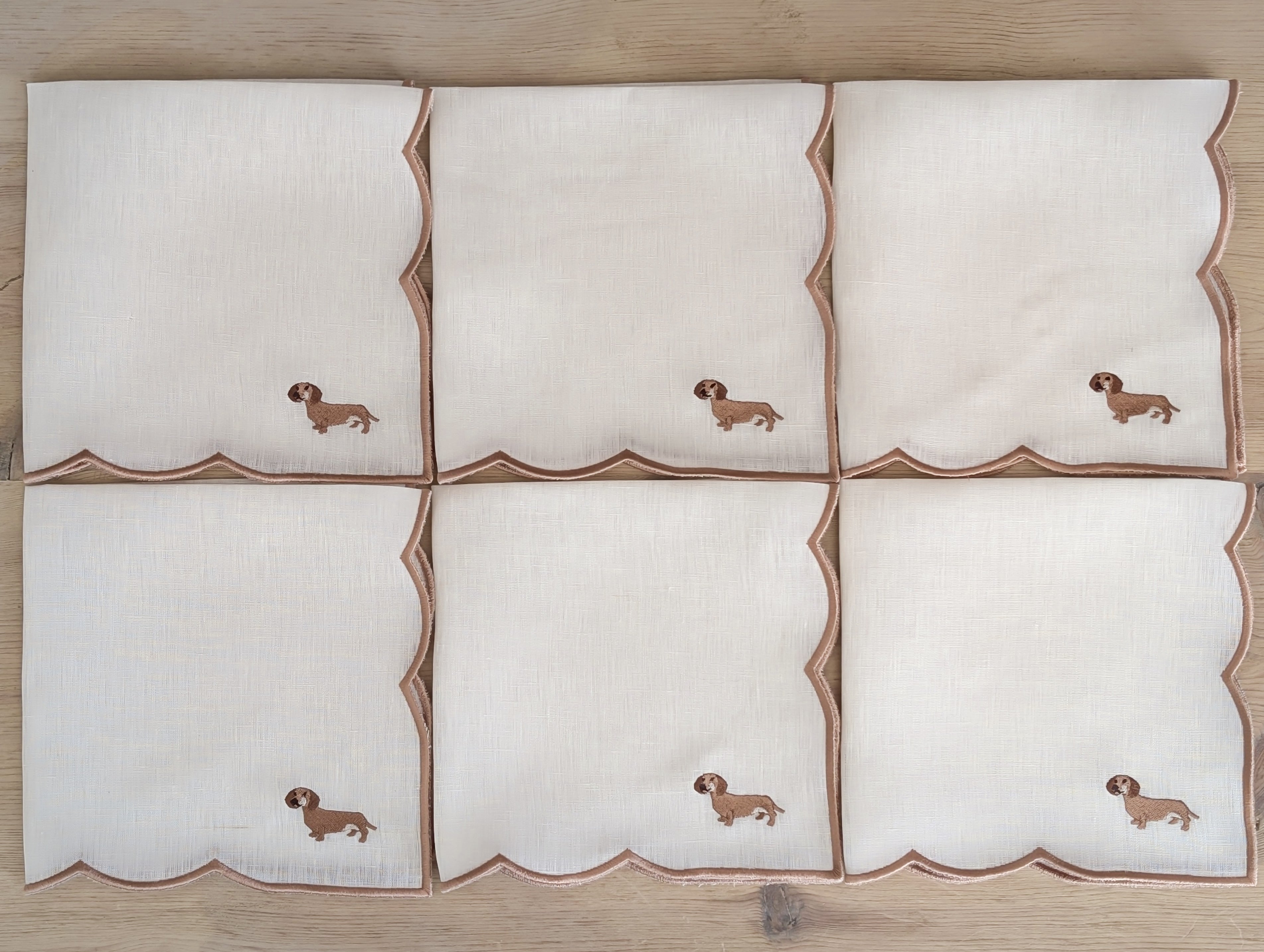 TECKEL: servilletas lino teckel beige (set de 6)