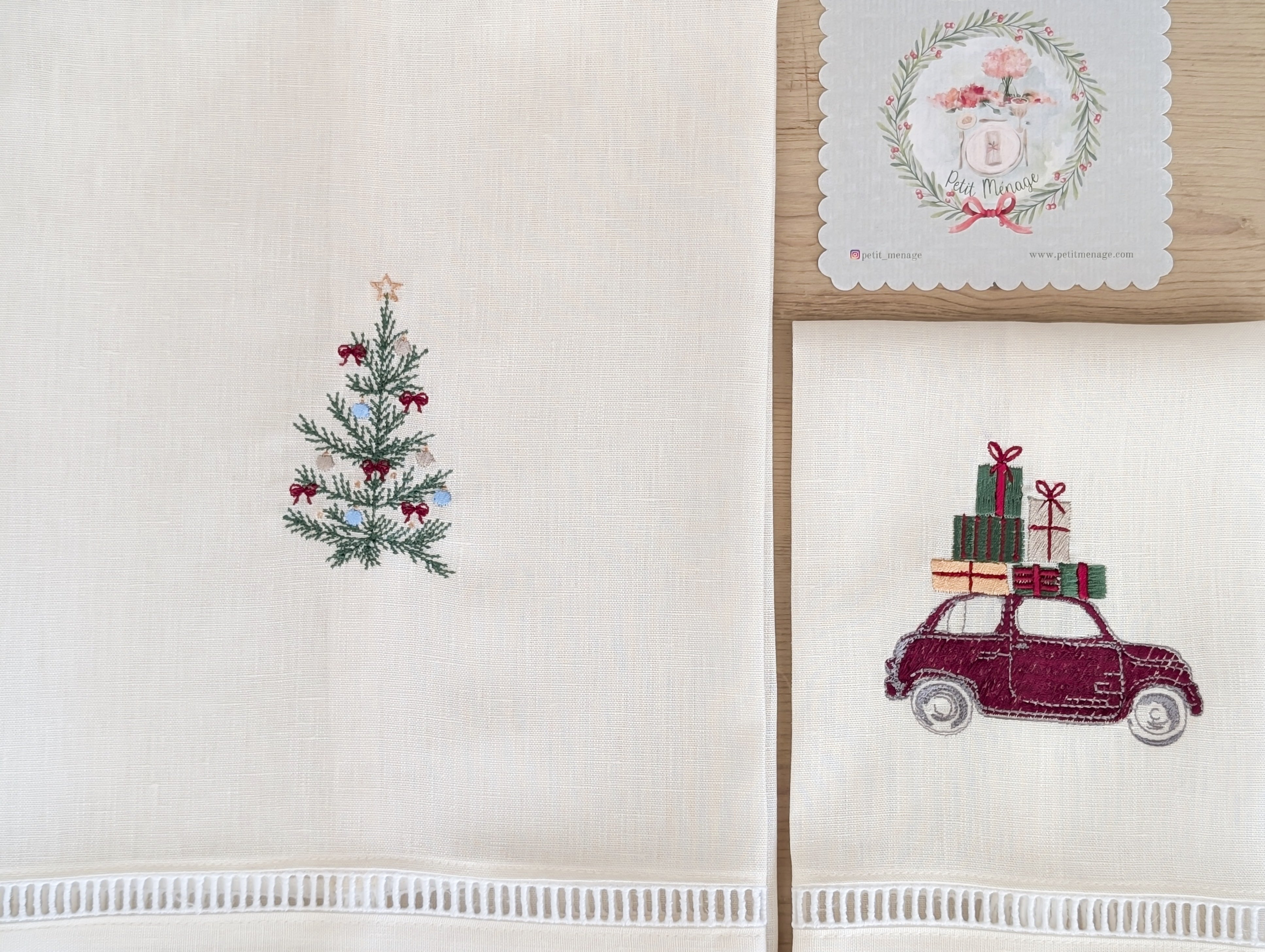 XMAS BATH: toallas lavabo Navidad lino (set de 2)