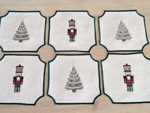 CASCANUECES: servilletas de cocktail lino Navidad (set de 6)