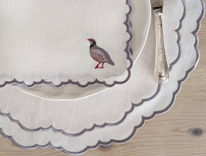 BIARRITZ perdiz: Set de individual y servilleta perdiz ondas gris