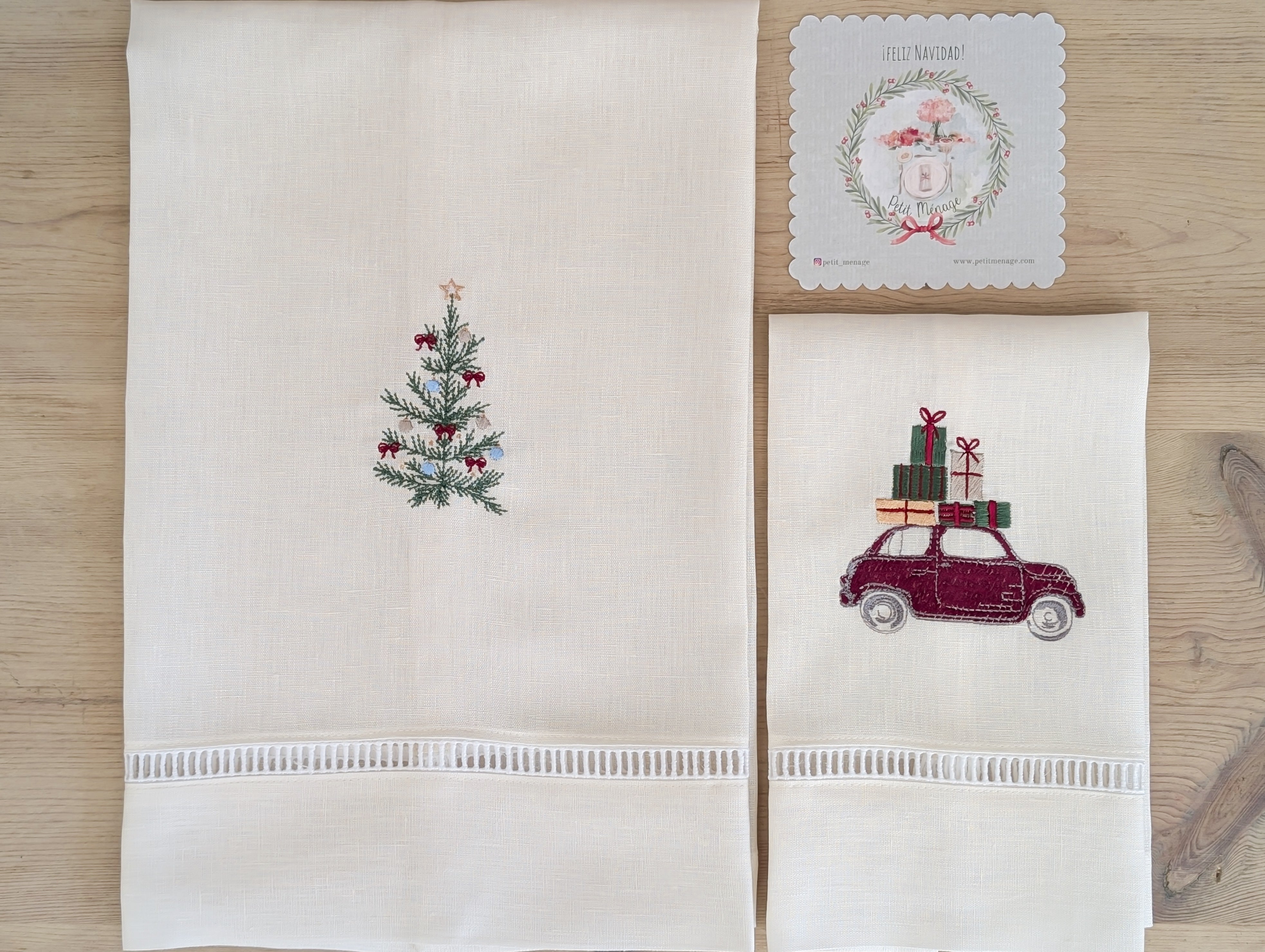 XMAS BATH: toallas lavabo Navidad lino (set de 2)