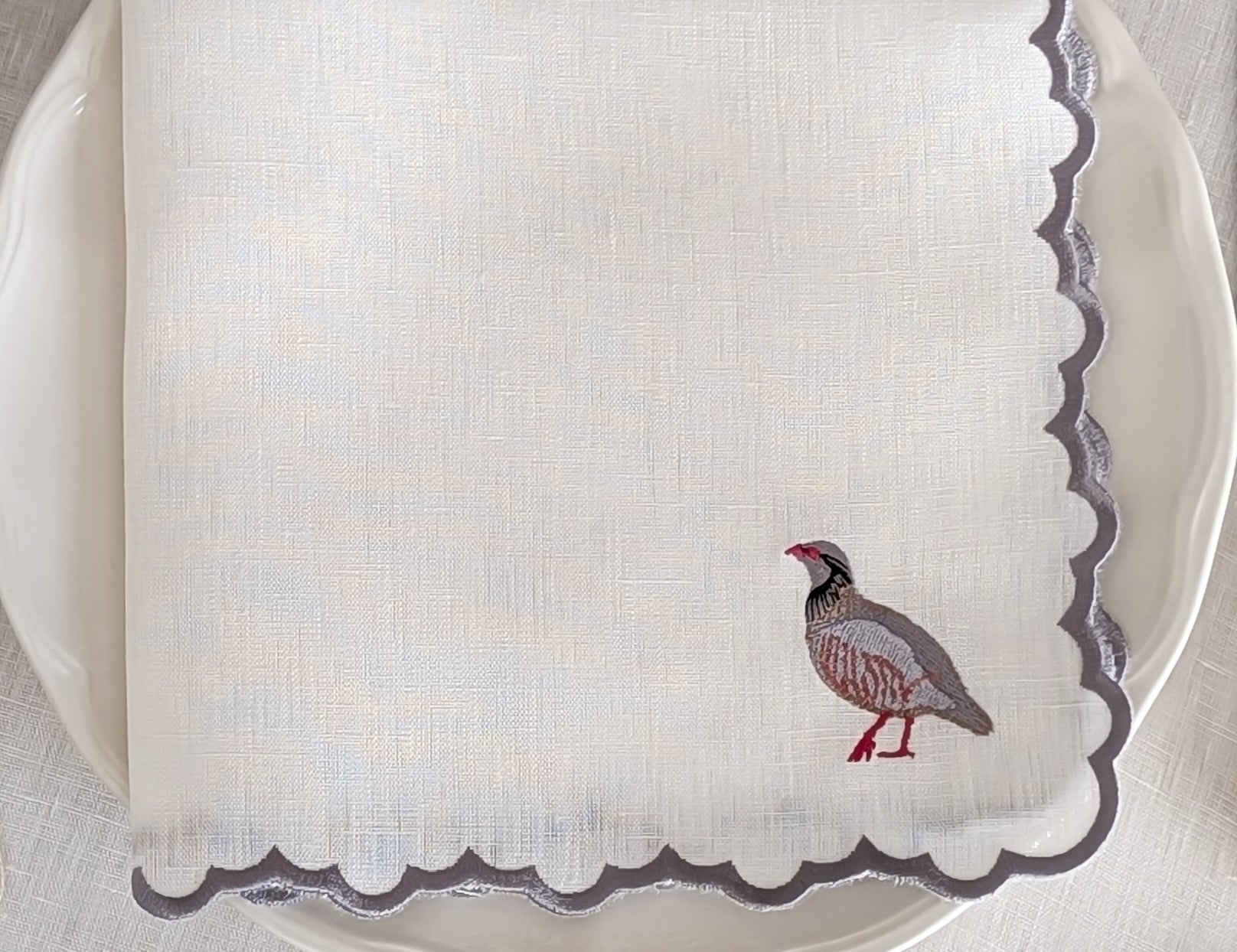PARTRIDGE: servilletas lino perdiz gris (set de 6)