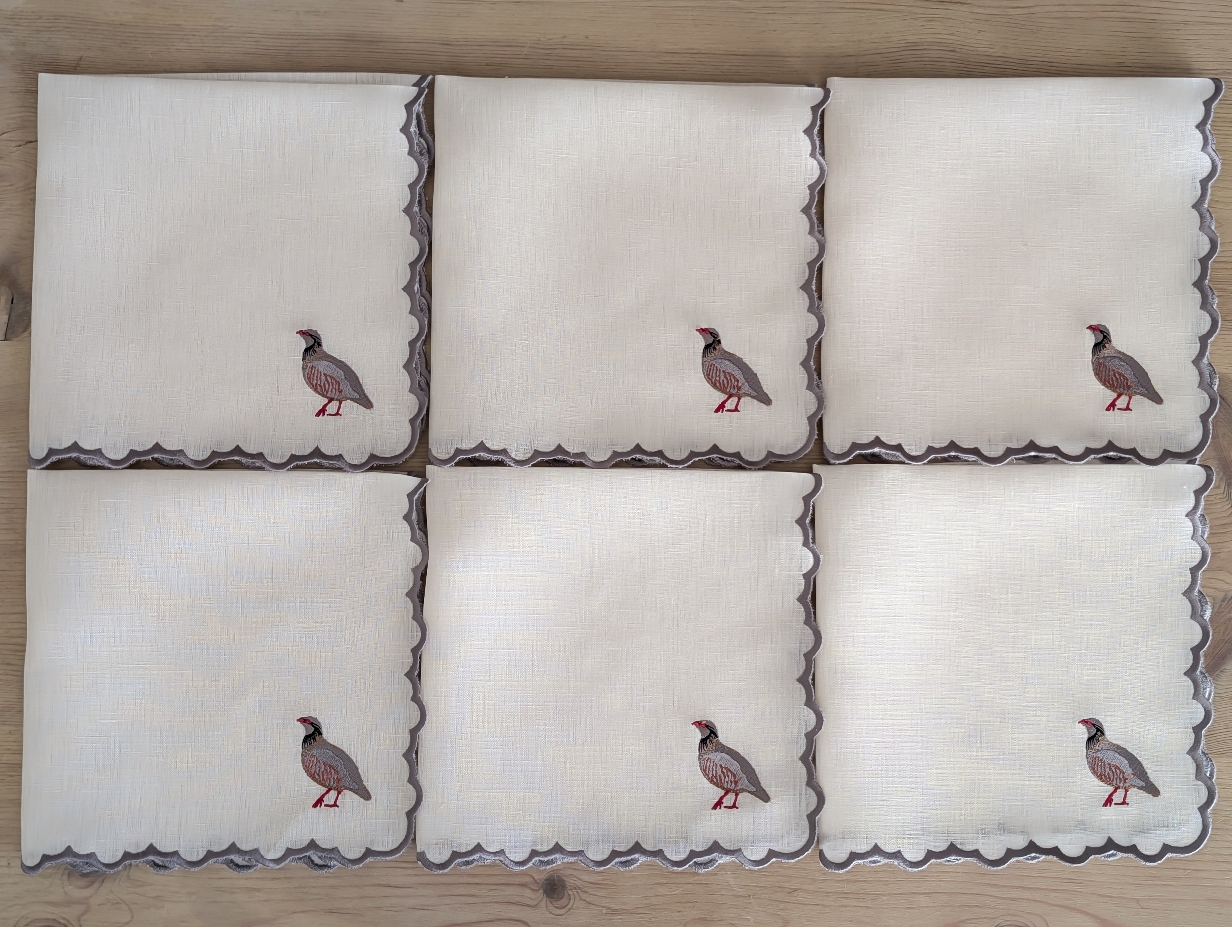 PARTRIDGE: servilletas lino perdiz gris (set de 6)