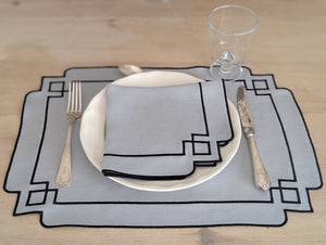 ARLES: Set de Individual y servilleta gris y negro