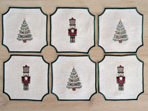 CASCANUECES: servilletas de cocktail lino Navidad (set de 6)