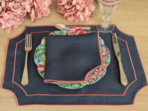 CANNES: Set de individual y servilleta azul y rosa