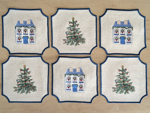 CHRISTMAS HOME: servilletas de cocktail lino Navidad (set de 6)