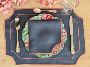 CANNES: Set de individual y servilleta azul y rosa